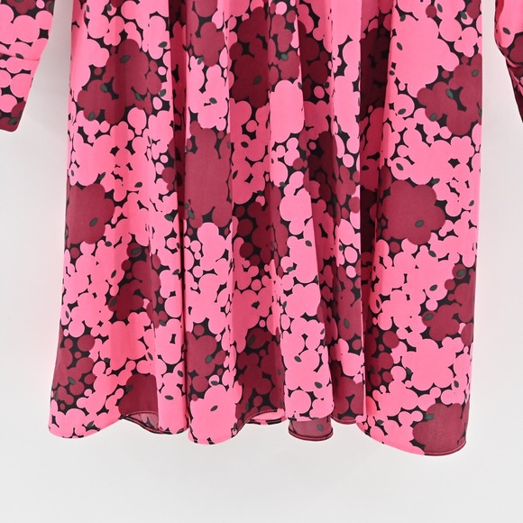 KATE SPADE Bubble Dot Smocked Shirt Dress Size 2 Pink Long Sleeve Retro Preppy - Picture 9 of 13